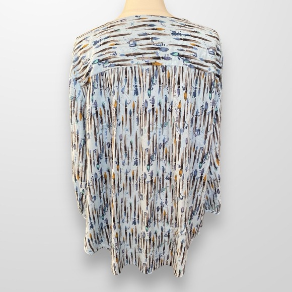 Evri Woman's Size 2X Top Shirt Tunic Blue Lightweight Flowy 3/4 Sleeve - Picture 2 of 9